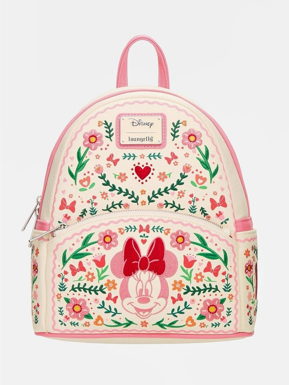 Disney Loungefly Minnie Mouse Floral Embroidery Pink & Cream Floral Backpack